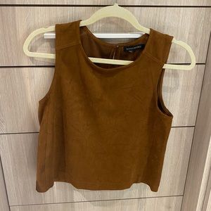 Brown suade semi crop top